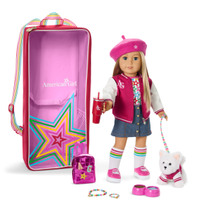 Truly Me™ 18-inch Doll #100. Accessories. Puppy & Doll Carrier