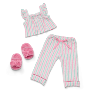 Raquel's™ Coastal Stripes Pajamas for 18-inch Dolls (Girl of the Year™ 2026)