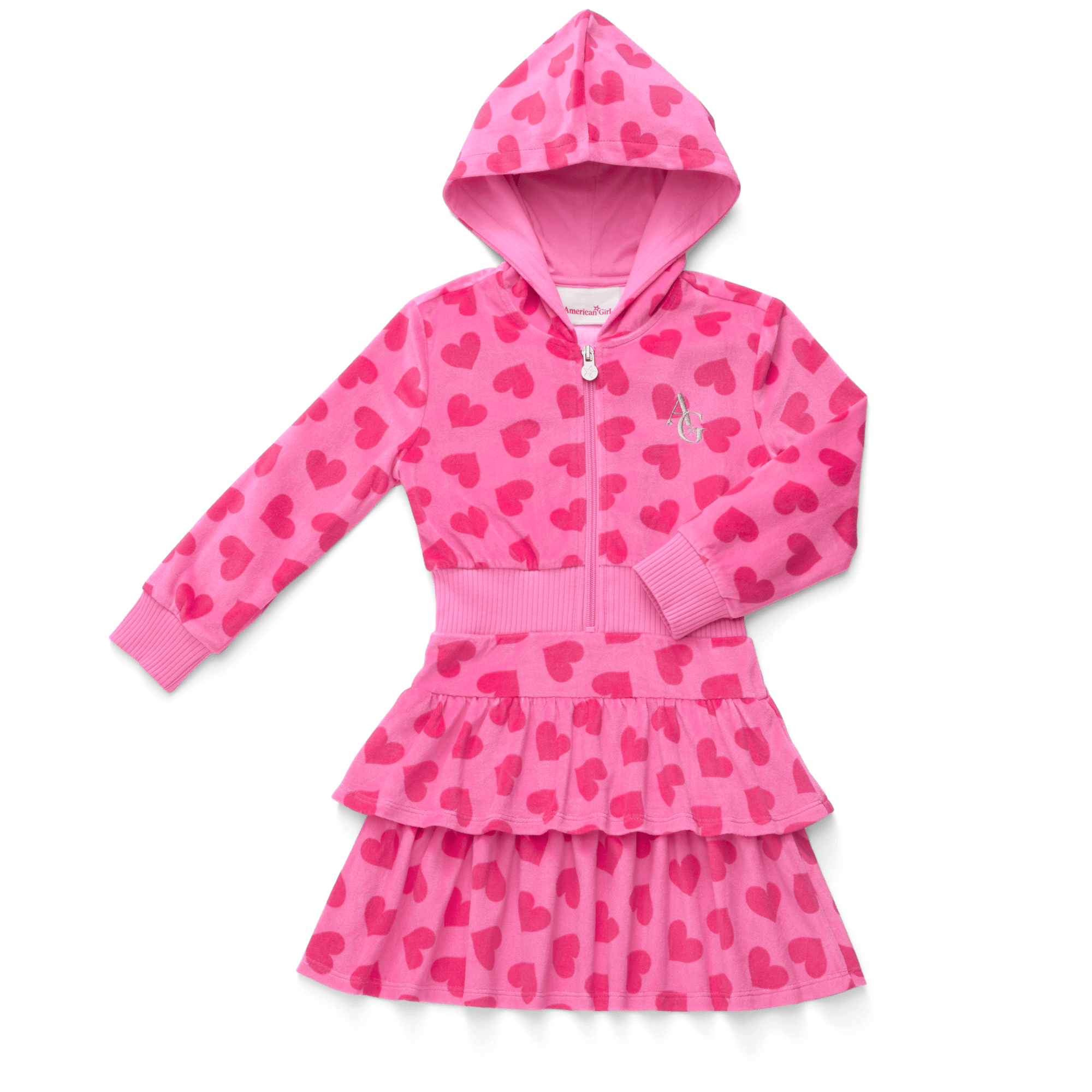 Pink Hearts Hoodie Dress for Girls - Image 9