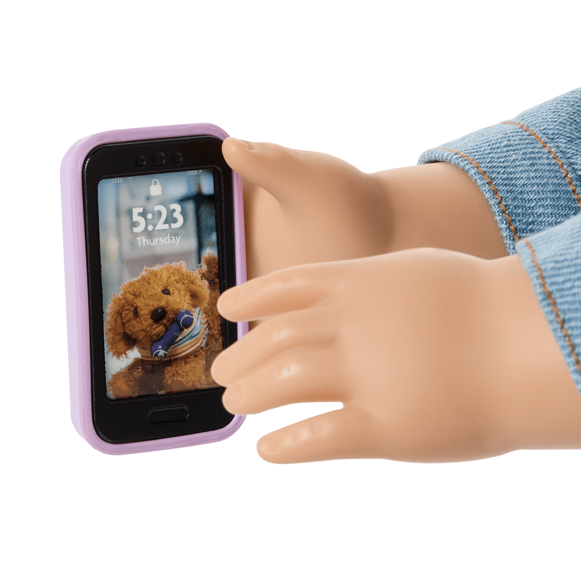 Purple Pom Phone & Accessories for 18-inch Dolls - Image 3