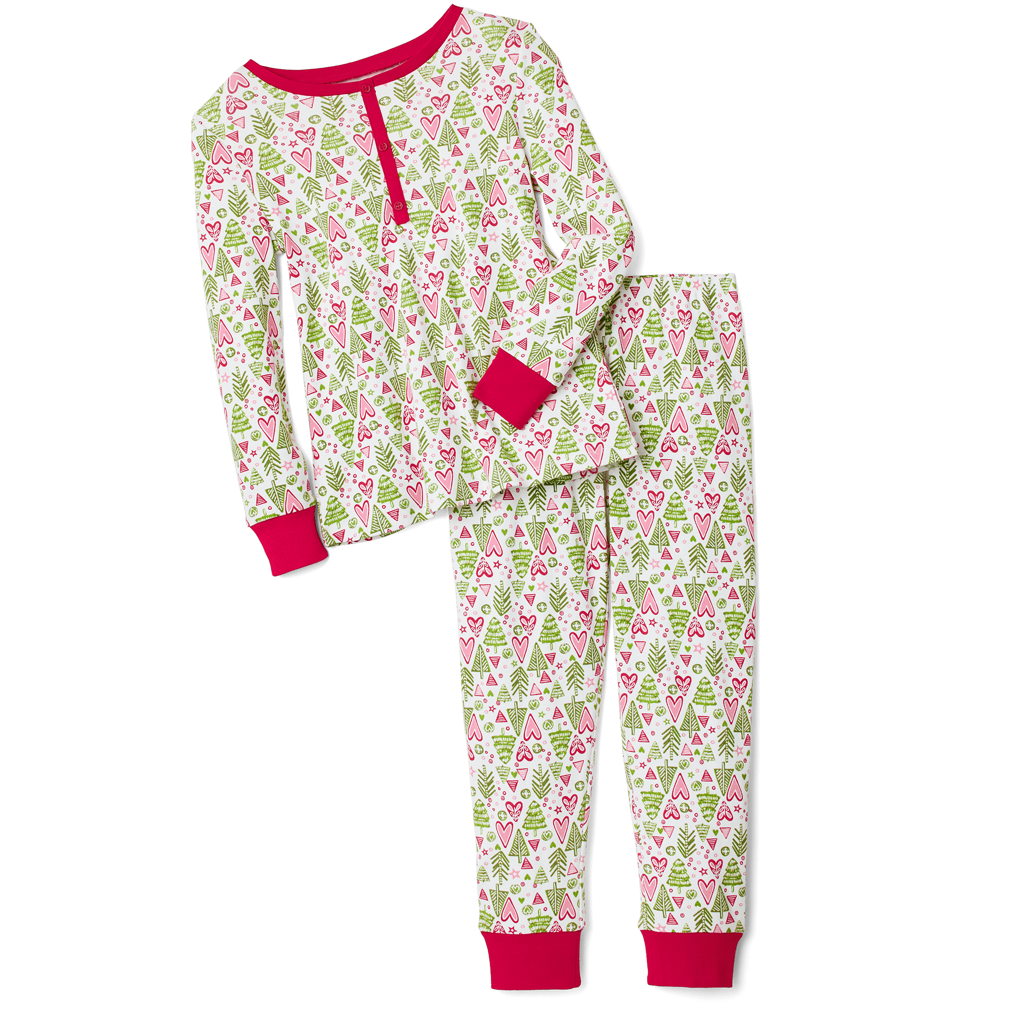 Hearts & Pines Holiday PJs for Girls - Image 2
