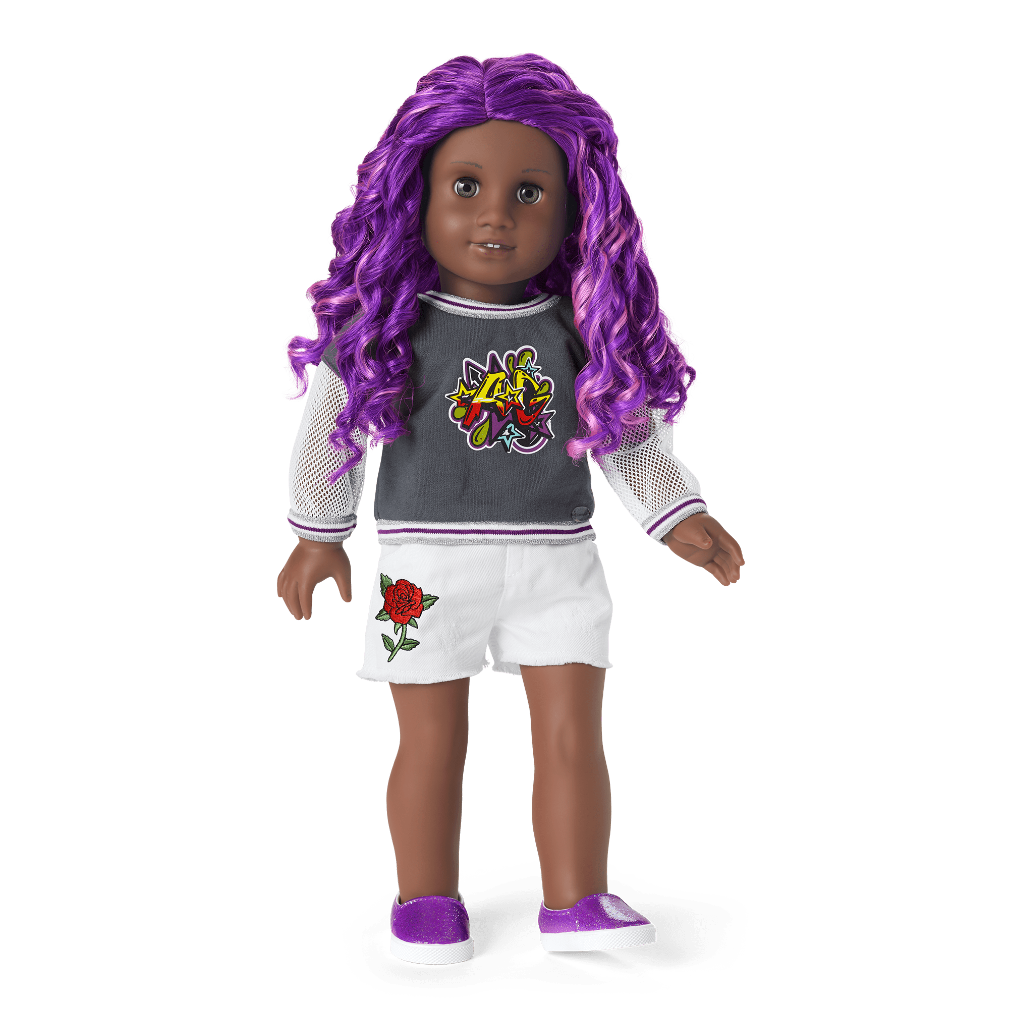 Truly Me™ 18-inch Doll #91 with curly purple hair