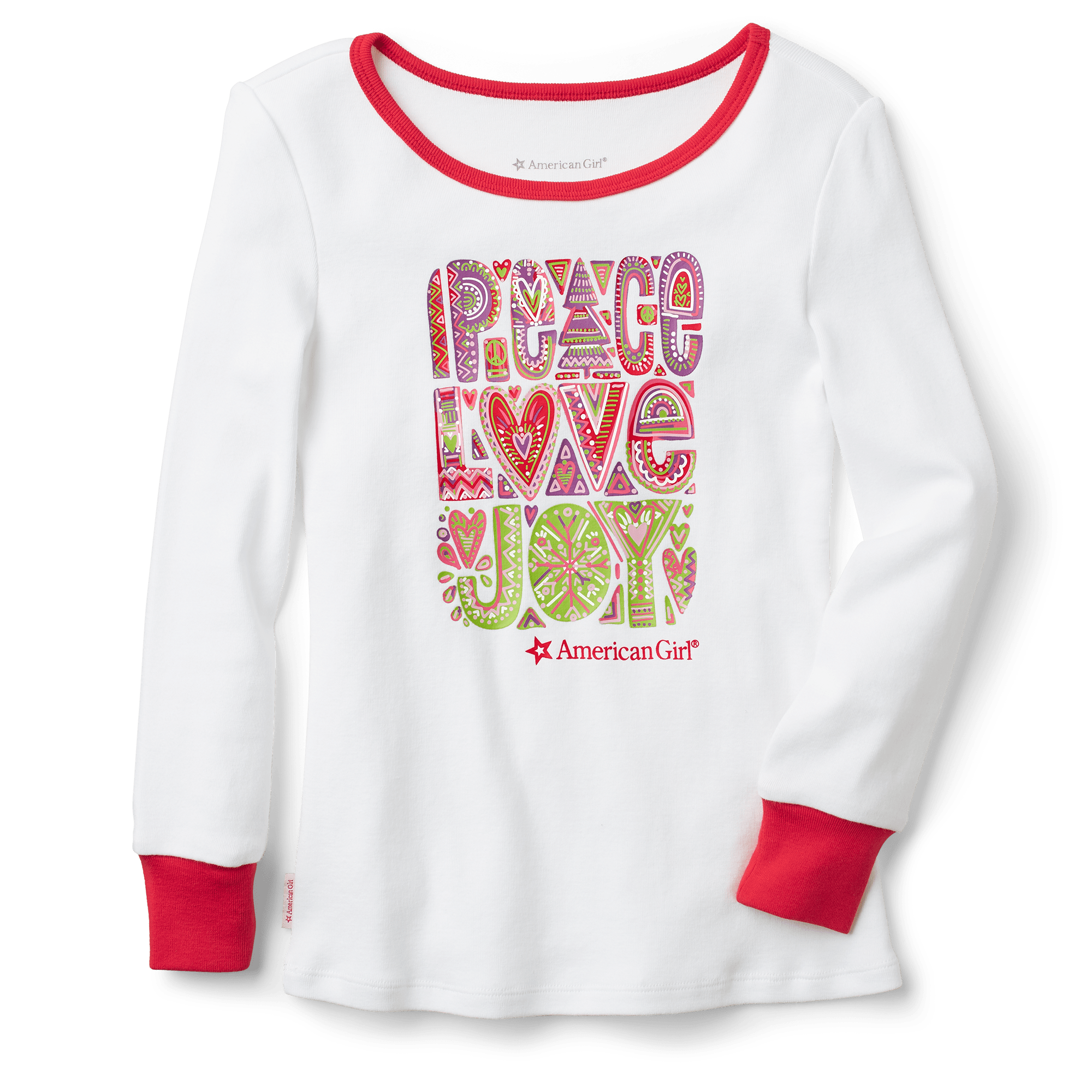 Peace. Love & Joy PJ Top for Girls - Image 3